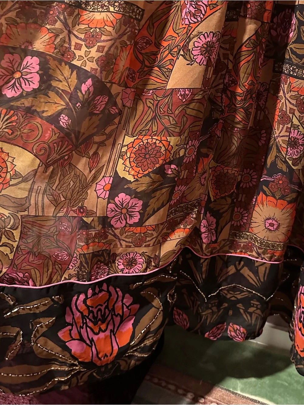 Free people no more to dream Bohemian Patchwork Floral V-Neck Maxi Dress